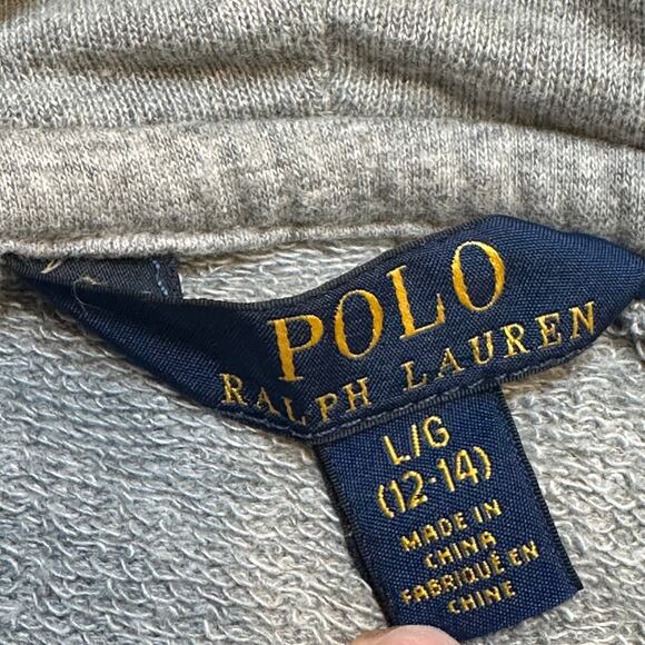 Polo Ralph Lauren Big Pony Gray Pull Over Hoodie sz L (12-14) - Picture 3 of 5